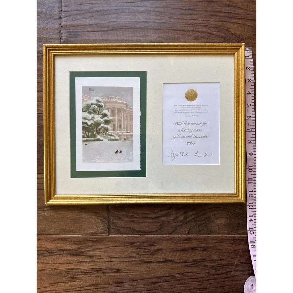 George W. Bush President White House Christmas Card 2005 Museum Framed